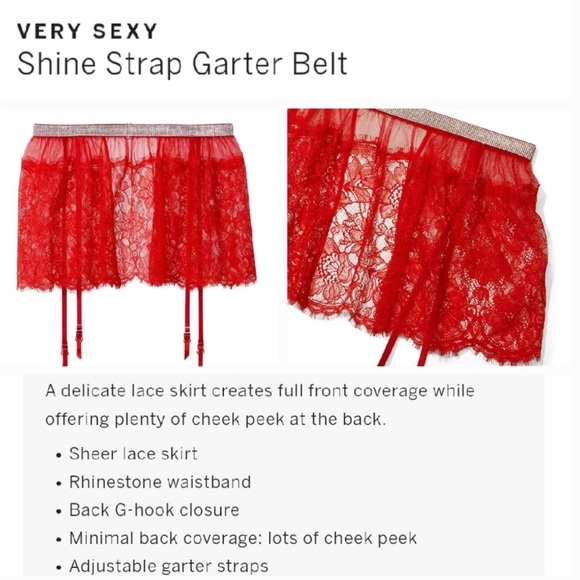 Victoria’s Secret Rhinestone Shine Red Lace Skirt with Garters NWT - Picture 3 of 16